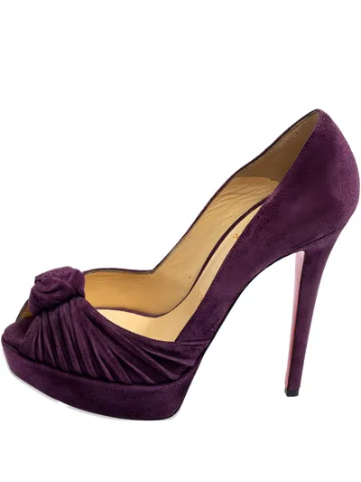 Pre-owned Christian Louboutin Peep-toe Suede Pumps