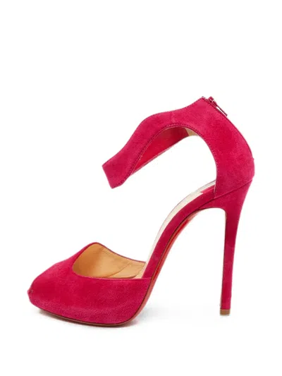 Pre-owned Christian Louboutin Peep-toe Ankle-strap Pumps In Pink