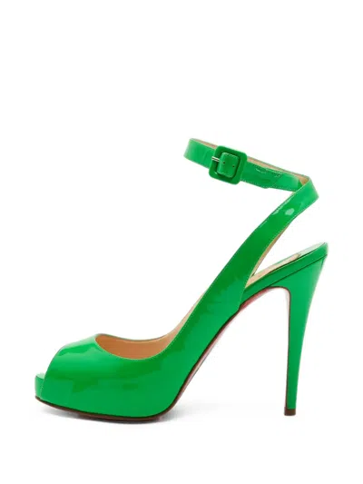 Pre-owned Christian Louboutin Peep-toe Ankle-strap Sandals In Green