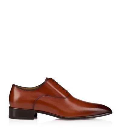 Christian Louboutin Pelvis Leather Oxford Shoes In Brown