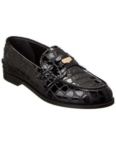Christian Louboutin Penny Donna Glossed-leather Loafers In Black