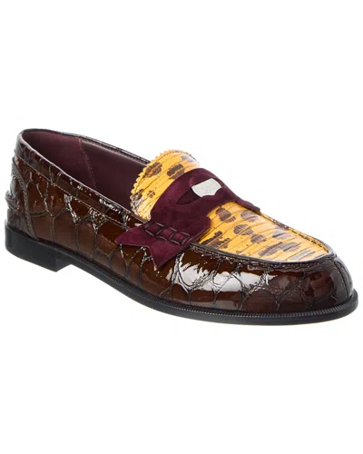 Christian Louboutin Penny Lizard-embossed Leather Loafer In Multi