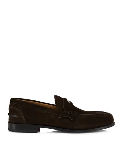 Christian Louboutin Penny Loafers In Calfskin In Brown