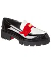 Christian Louboutin Donna Patent Red Sole Penny Loafers In Black