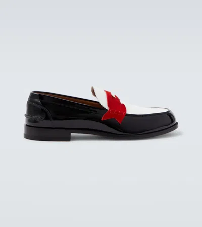 Christian Louboutin Penny Patent Leather Penny Loafers In Black