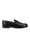 Christian Louboutin Penny Donna Crocodile-effect Leather Loafers In Black
