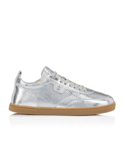 Christian Louboutin Perforated Leather Trainers In Silver