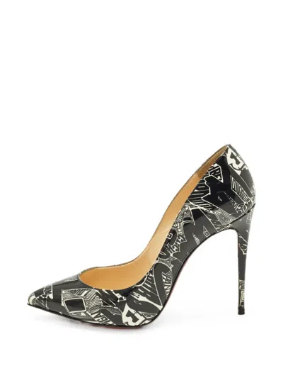Pre-owned Christian Louboutin Pigalle Follies Printed Pumps In Black