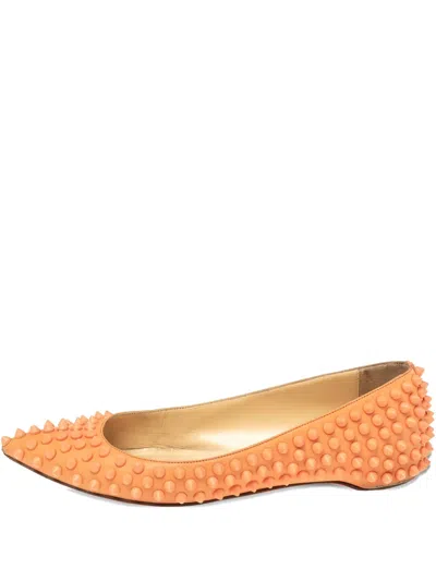 Pre-owned Christian Louboutin Pigalle Leather Spiked Ballet Flats