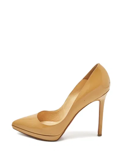 Pre-owned Christian Louboutin Pigalle Plato Heeled Pumps In Neutral