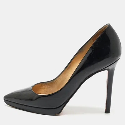 Pre-owned Christian Louboutin Pigalle Plato Size 36 Black Patent Leather Pumps