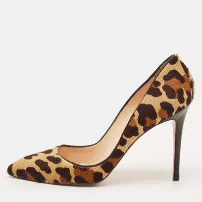 Pre-owned Christian Louboutin Pigalle Size 39 Brown Leopard Print Calf Hair Pumps