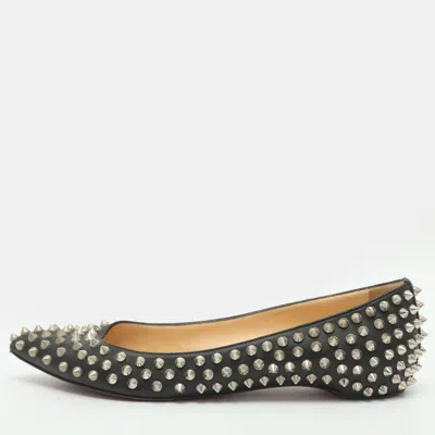 Pre-owned Christian Louboutin Pigalle Spike Size 37.5 Black Leather Ballet Flats