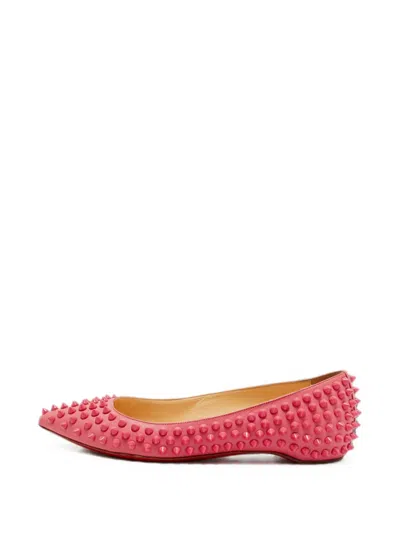 Pre-owned Christian Louboutin Pigalle Spikes Ballet Flats In Pink