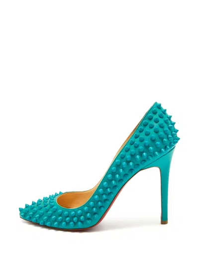 Pre-owned Christian Louboutin Pigalle Spikes Pumps In Blue