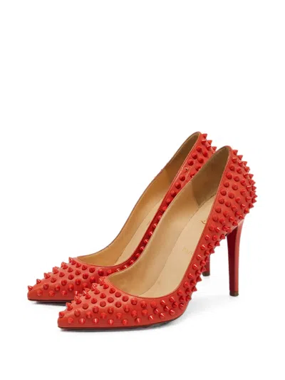 Pre-owned Christian Louboutin Pigalle Spikes Pumps In Red