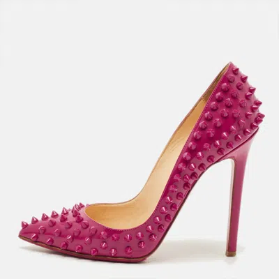 Pre-owned Christian Louboutin Pigalle Spikes Size 35 Purple Patent Leather Pumps