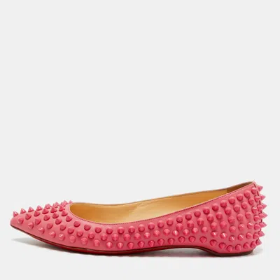 Pre-owned Christian Louboutin Pigalle Spikes Size 36 Pink Leather Ballet Flats