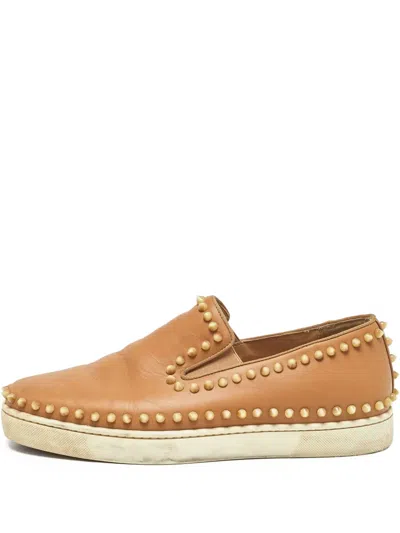 Pre-owned Christian Louboutin Pik Boat Slip-on Sneakers