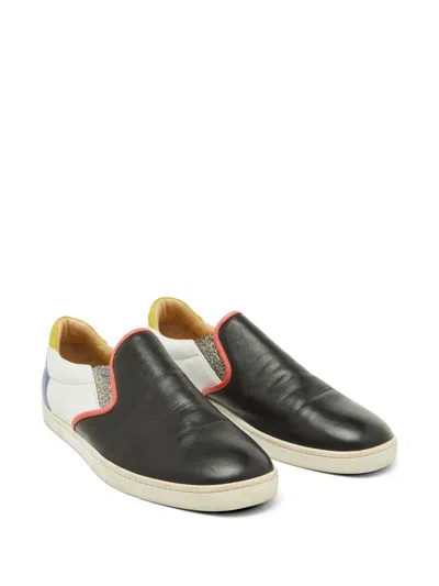 Pre-owned Christian Louboutin Pik Boat Slip-on Sneakers In Black