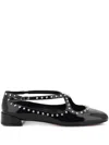 Christian Louboutin Black Patent Leather Pilouta Jane Spikes Flat Ballerinas