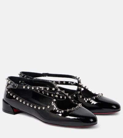 CHRISTIAN LOUBOUTIN PILOUTA JANE SPIKED PATENT LEATHER BALLET FLATS