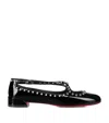 Christian Louboutin Black Patent Leather Pilouta Jane Spikes Flat Ballerinas In Black