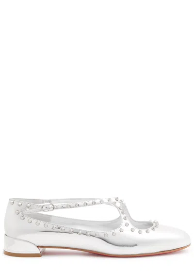 Christian Louboutin Pilouta Jane Spikes Metallic Leather Flats