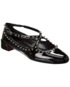 Christian Louboutin Black Patent Leather Pilouta Jane Spikes Flat Ballerinas In Black