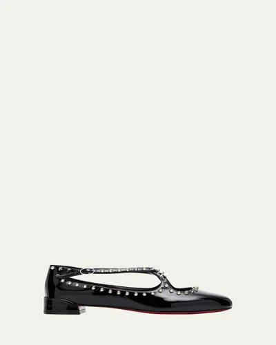 CHRISTIAN LOUBOUTIN PILOUTA SPIKE PATENT RED SOLE BALLERINA FLATS