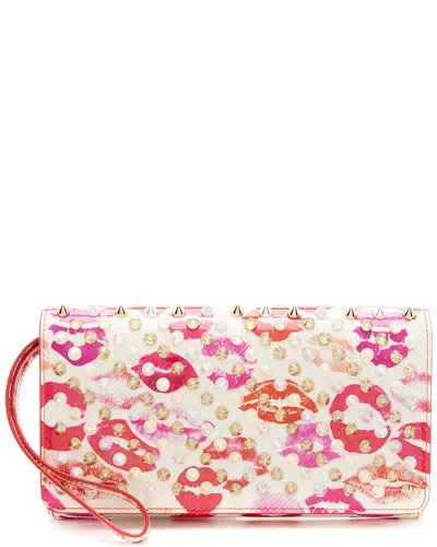 Christian Louboutin Pink Leather Lip Print Wallet On Strap (authentic Pre-  Loved) In Multi