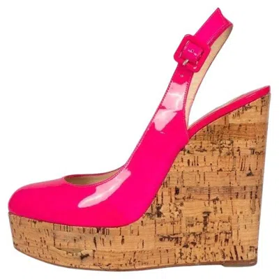 Pre-owned Christian Louboutin Pink Leather Wedge Heels - Eu 40
