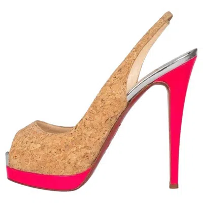 Pre-owned Christian Louboutin Pink Leather Wedge Heels Size 40