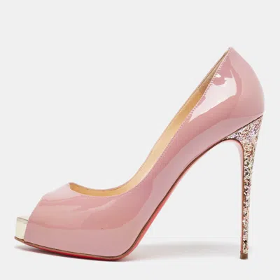 Pre-owned Christian Louboutin Pink Patent Leather New Very Prive Glitter Pumps Size 37.5
