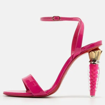 Pre-owned Christian Louboutin Pink Patent Lipgloss Ankle Strap Sandals Size 39