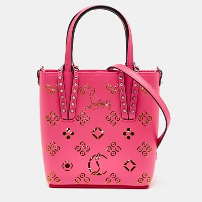 Pre-owned Christian Louboutin Pink Perforated Leather Mini Cabata Loubinthesky Tote