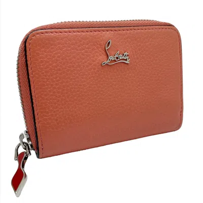 Pre-owned Christian Louboutin Pink Red Color Leather Coin Purse/coin Case () In Pink, Red Color