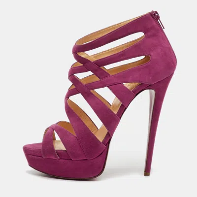 Pre-owned Christian Louboutin Pink Suede Balota Strappy Platform Sandals Size 40