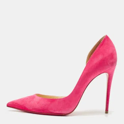 Pre-owned Christian Louboutin Pink Suede Iriza D'orsay Pumps Size 38