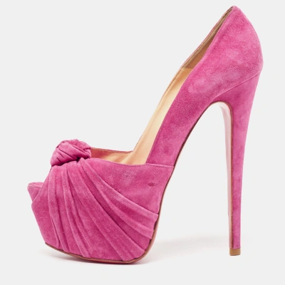 Pre-owned Christian Louboutin Pink Suede Lady Gres 20th Anniversary Pumps Size 38.5