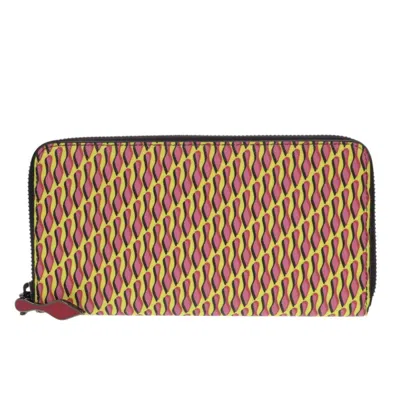 Pre-owned Christian Louboutin Pink Yellow Pvc Leather Long Wallet (bi-fold) () In Pink, Yellow