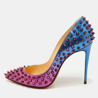 Pre-owned Christian Louboutin Pink/blue Ombre Leather Pigalle Spikes Pumps Size 37.5