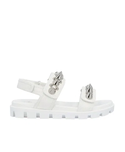 Christian Louboutin Pinned Flat Sandals In White