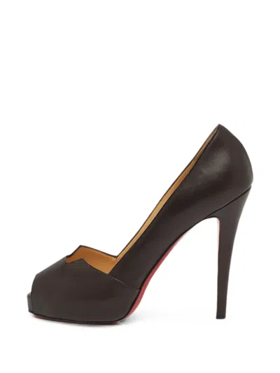 Pre-owned Christian Louboutin Pique Prive Platform Pumps In Brown