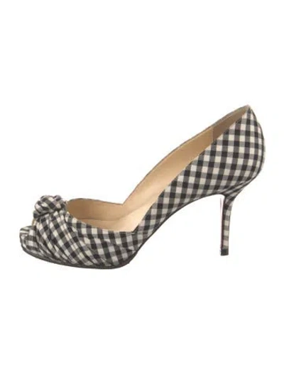 Pre-owned Christian Louboutin Plaid Print D'orsay Pumps In White