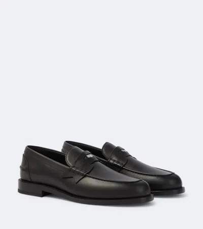 Christian Louboutin The Plato Logo-embellished Leather Penny Loafers In Black