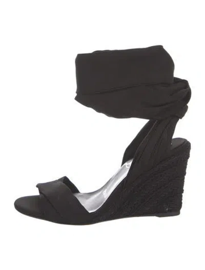 Pre-owned Christian Louboutin Pleated Accents Espadrilles In Black