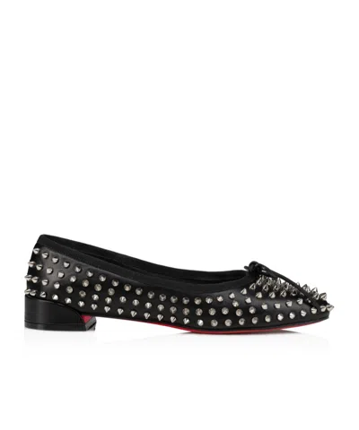 Christian Louboutin Sweetie Jane Spiked Leather Ballerinas In Black/sv/lin Black