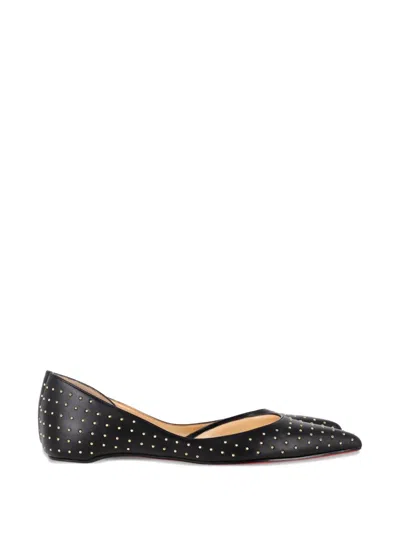 Pre-owned Christian Louboutin Pointed Flats In Black