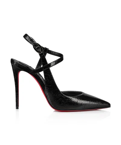 Christian Louboutin Jenlove Leather Slingback Pumps 100 In Black/lin Black